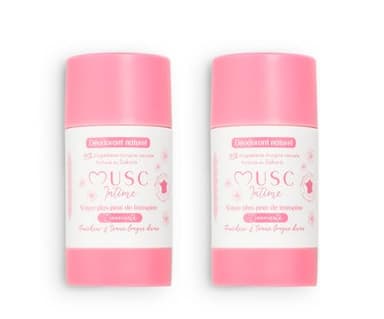 MUSC INTIME La Marque Offcielle - Lot de 2 - Déodorant - Anti Transpirant - Sakura - L'Innocente - 95% Ingrédients Naturels - Sans Sel D'Aluminium Ni Pertubateur Endocrinien - 2 x 50g