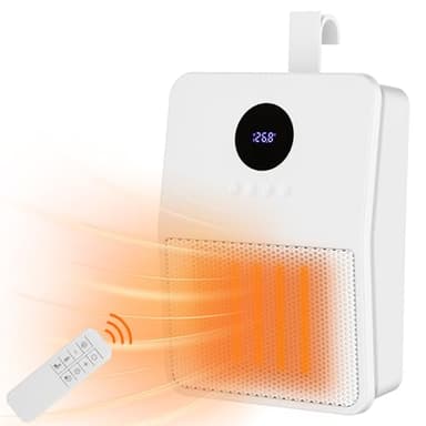 Dreamhigh® Radiateur soufflant céramique 1500W, montage mural, télécommande/écran tactile, 3 réglages de température, crochet ou tenture murale pour chambre/salle de bains, NFJ08