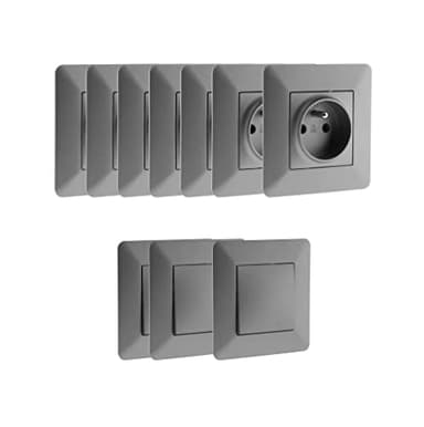 Zenitech - Lot de 7 prises et 3 va et vient titanium - Artezo