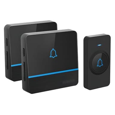 AVANTEK Sonnette sans Fil Exterieur Etanche IP55, Carillon 300M avec 2 Récepteur Sonnette Electronique, 56 mélodies 5 Niveaux Volumes, Son de qualité CD et LED Bleu pour Maison, Bureau, Hôtel, etc