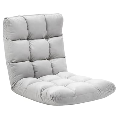 HOMCOM Fauteuil Convertible Fauteuil Paresseux Grand Confort Inclinaison Dossier Multipositions 90°-180° Flanelle Polyester capitonné Gris Clair