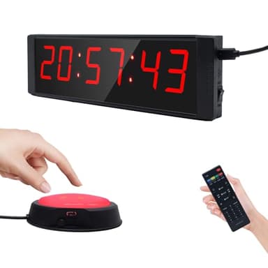 Ousmile Timer Sport avec Bouton Marche/Arrêt, Minuteur et Chronomètre Digital Portable, Horloge Murale Numérique avec Télécommande, Intervall Timer, Time Timer 12/24H pour Fitness, Workout, Home Gym
