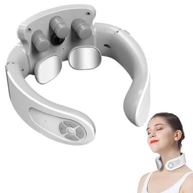 Masseur Cervical, Massage Cou Portable Vocale Intelligente avec Thérapie Thermique à 42°C, 5 Modes 15 Intensités Masseur Cervicales Portable pour Bureau et Maison, Voyage