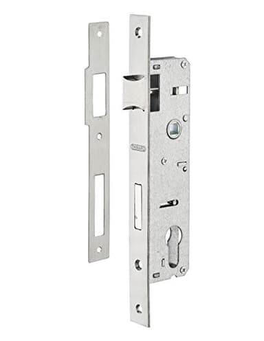 THIRARD - Boîtier de Serrure Encastrable à Cylindre pour Menuiserie Métallique - Axe 30 mm - L46 - Bouts Carrés - Zingué - Coffre Acier - Têtière Inox - Demi-Tour Réversible - Gâche Inox - Gris