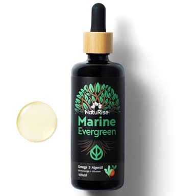 NatuRise® Oméga 3 Vegan - Huile d'Algues - 1822mg de DHA, EPA & DPA - Hautement dosé - Testé en laboratoire - Forme Triglycérides - Pipette avec échelle de dosage - Verre UV