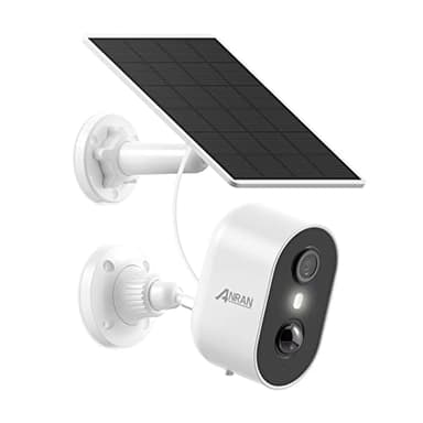 ANRAN 2K Caméra Extérieur sans Fil, Caméra Solaire, Détection de Mouvement PIR, Vision Nocturne Couleur, Audio Bidirectionnel, Sirène, Caméra Surveillance sur Batteries, Compatible Alexa, C2 Blanc
