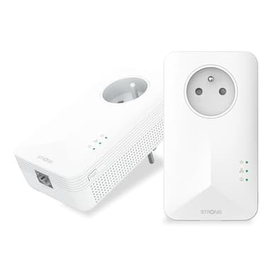 STRONG - Powerline WiFi 1000 Kit - Duo Prises CPL WiFi - Kit CPL - 1000 Mbps/WiFi 1200 Mbps - Compatible Toute Box/Routeur - 1 Port Ethernet + Prise Filtrée - Installation Rapide - Blanc