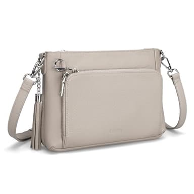 befen Sac à Main en Cuir Véritable Anti-vol Femme Sac à Bandoulière de Taille Moyenne avec Blocage RFID Porte-monnaie Intégré, Crossbody Sac avec Bandoulière Réglable et Amovible