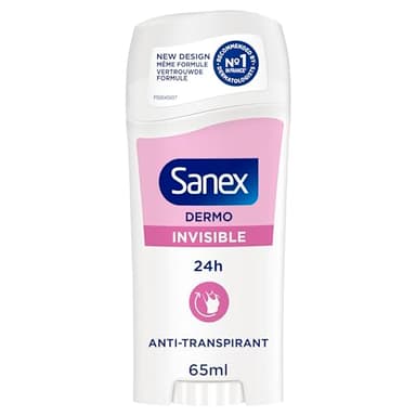 SANEX - Déodorant Stick Dermo Invisible - 24H Fraîcheur & Protection contre Odeurs - Anti-Traces - Testé Dermatologiquement - Restaure le pH Naturel de la Peau - Stick 65 ml