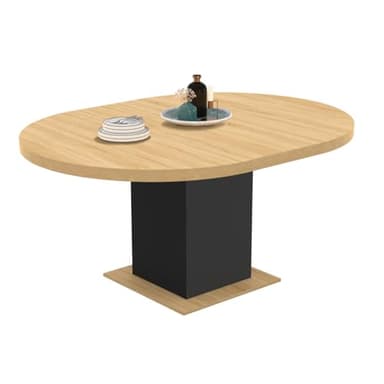 IDMarket - Table à Manger Extensible Ronde Eden 4-8 Personnes Bois et Noir 120-160 cm