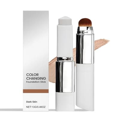 Celyana Fond De Teint 2-En-1 Avec Pinceau Intégré,Teint Auto-Ajustable Universel,Celyana Fond De Teint Adaptatif Peau,Couvrance Légère Modulable,Long Tenue Résistant à L'eau,Teint Naturel (Dark)
