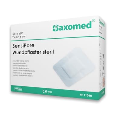 Saxomed SensiPore Pansement stérile 7x5-50 pièces - Compresse non adhérente 4x3 cm - Pansement stérile sensible - Soins des plaies aiguës et pansement postopératoire