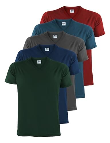 ALPIDEX T-Shirts Hommes Col V Lot de 5 Manches Courtes Coton Unis Basique Mens Tee Shirt S M L XL XXL 3XL 4XL 5XL, Taille:XL, Couleur:Earth