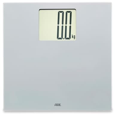 ADE Pèse-personne numérique avec grand écran XXL | Pèse-personne particulièrement bien lisible | Balance de salle de bain avec grande capacité de charge jusqu'à 200 kg | argent
