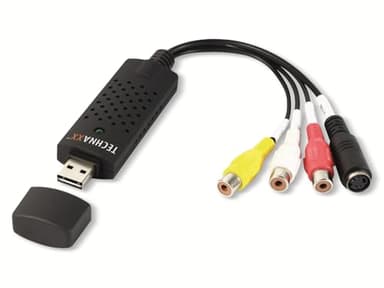 Technaxx Vidéo Grabber USB 2.0 Carte de Capture – Conversion Hi8, VHS en DVD Numérique pour PC Windows, avec Logiciel de Montage Professionnel – Adaptateur Convertisseur Numérique Vidéo Audio TX-20