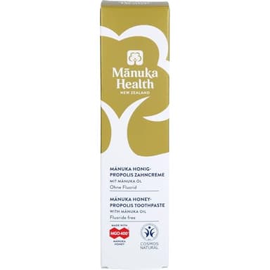 Manuka Health - Dentifrice au miel de Manuka avec MGO 400+, propolis et huile de Manuka sans fluorure, arôme naturel de menthe, dioxyde de titane, sans agent moussant (SLS), 1 dose (1 x 75 ml)