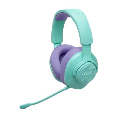 JBL Quantum 360 Casque gaming circum-auriculaire sans fil, double connexion 2,4 GHz et Bluetooth, autonomie 22 h, micro amovible, compatible avec plusieurs plateformes, bleu cyan