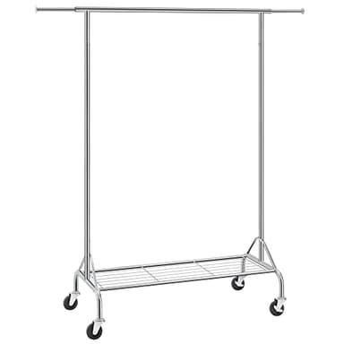 SONGMICS Portant à Vêtement Charge maximale 50 kg Métal chromé Barre extensible avec roulettes HSR02S