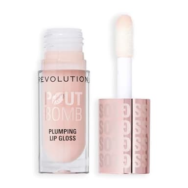 Revolution Beauty, Pout Bomb Gloss Repulpant, Brillance Intense pour des Lèvres Pulpeuses avec Acide Hyaluronique & Peptides, Végan & Sans Cruauté, Sheer Milky Nude