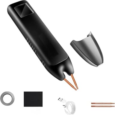 Risegun Soudeuse par points sans fil, mini soudeuse portable LCD avec modes automatique et manuel, soudeuse par points manuelle réglable sur 99 vitesses pour batteries DIY