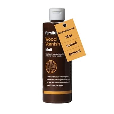 Vernis Bois Intérieur Ultra Résistant (250ml, Rendu Matt) - Vernis à Séchage Rapide et en Phase Aqueuse, Protège les Meubles en Bois Dur et Tendre, Portes etc. Contre les Chocs, Rayures & Taches
