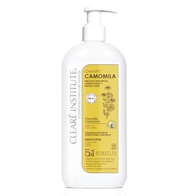 Clearé Institute - Shampoo à la Camomille Naturelle | Sans Sulfates SLS, SLES, Parabènes et Silicones | Éclaircissant. Reflets Dorés | Enfants et Adultes | 98% d'Ingrédients Naturels | 400 ml