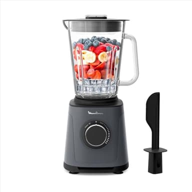 Moulinex Blender PerfectMix Essential 1200W, Lames Powelix, Bol Verre 2L, Mixage 30% Plus Rapide, Vitesse Ajustable & Pulse, Smoothie, Nettoyage Facile, LM771BF0, Poivre de Java