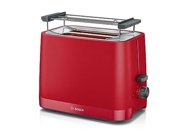 Bosch MyMoment TAT3M124 - Toaster Grille Pain compact - Arrêt automatique - 950 W - Fonction décongélation et réchauffage - Chauffe-viennoiserie amovible - Couleur : Rouge
