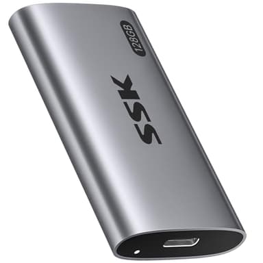 SSK SSD Externe Portable de 128 Go, jusqu'à 550 Mo/s Ultra Vitesse USB3.2 Gen2 Disque SSD Externe USB-C Mini SSD Externe pour Ordinateur Portable, appareils de Type C