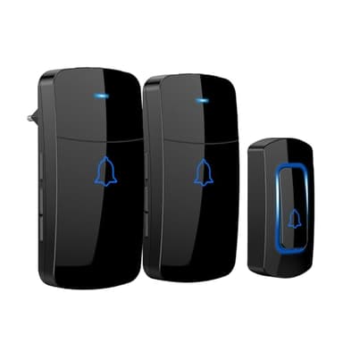 AVANTEK Sonnette sans Fil, Sonnette sans Fil Exterieur Etanche à 400 mètres de portée, Carillon sans Fil avec Voyant LED, Sonnette sans Fil longue Portée avec 1 Bouton-émetteur & 2 récepteurs