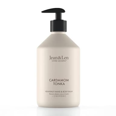 Jean & Len Heavenly Hand & Body Balm Cardamom & Tonka, pour une expérience de soin parfumée, avec de l'huile d'argan bio et du beurre de karité, sans parabènes & silicones, végétalien, 500 ml