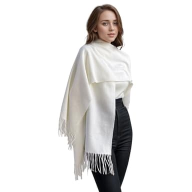 ACNCN Écharpe en cachemire pour femme 300 g extra large pour l'hiver, Tons ivoire, L, 200 cm x 70 cm