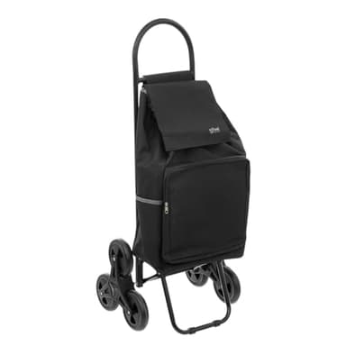5 five simply smart 5five - Chariot de Course 6 Roues Nomade Métal Noir 40L - Léger - Poches Zippées - Compartiment Fraîcheur - Sac Amovible - Rangement Pratique