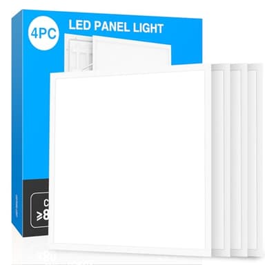 Oscilunaria Panneau LED plafond 60x60 (lot de 4), dalle LED 60x60 encastrable, éclairage de plafond avec technologie CCT 3-en-1 – température de couleur et lumens réglables, UGR≤23, IP44 (4 pièces)
