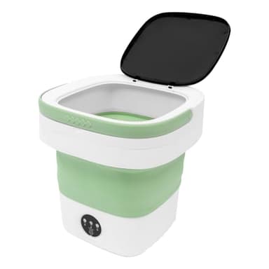 Xigner Mini lave-linge pliable 12L, lave-linge portable de camping avec essoreuse, panier de vidange, petite machine à laver pour sous-vêtements, vêtements de bébé, voyages, camping-car (Vert)