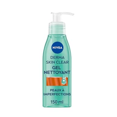 NIVEA - Gel Nettoyant Visage Derma Skin Clear - Nettoie En Profondeur - Réduit L'Excès De Sébum & Les Imperfections - Acide Salicylique, Sel Marin & Niacinamide - Peaux À Imperfections - 150 ml
