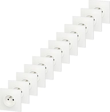 LEGRAND - Prise Electrique Murale avec Terre Neptune - Prise 2P+T Monobloc - Fixation à Griffes/Vis - Blanc - Lot de 12