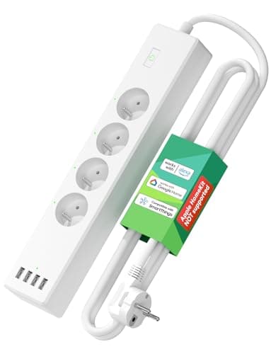 Meross Multiprise Connectée (FR), 16A Prise WiFi Compatible avec Alexa et Google Home, Multiprise Programmable (4 Prises AC et 4 Ports USB) avec Fonction du Temps et Contrôle à Distance