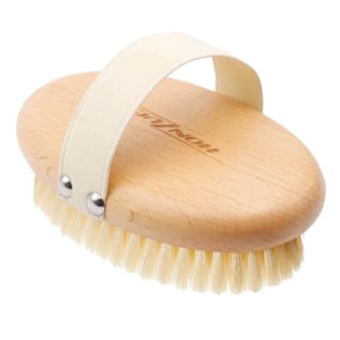 HONZUEN Gommage Corps & Brosse à Sec | Brosse de Massage Naturelle et Exfoliante pour Peau Ferme, Drainage Lymphatique et Meilleure Circulation | Poils Naturels Bois pour Corps