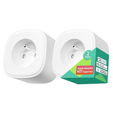 meross Prise Connectée (FR), 16A Prise WiFi Compatible avec Alexa et Google Home, Lot de 2 Prises Intelligentes avec Suivi de Consommation, Commande Vocale, Contrôle à Distance et Fonction de Temps