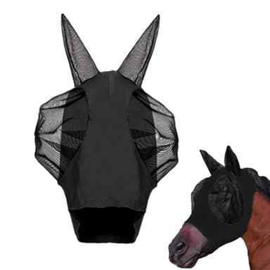 UEAVOID Masque de Cheval Anti-Mouche avec Cache-Oreilles, Maille Respirante, Anti-UV, Anti-moustiques, Insectes, Masque de Frein élastique, déhnable, atmungsaktiv et Confortable