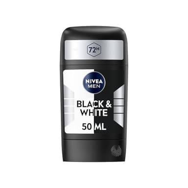 NIVEA MEN - Stick Masculin Black & White Original - Déodorant Homme 72H Anti-Transpirant Aisselles - Protection 5-en-1 Anti-Traces & Anti-Irritations - Derma Active - Tous Types De Peaux - 50 ml