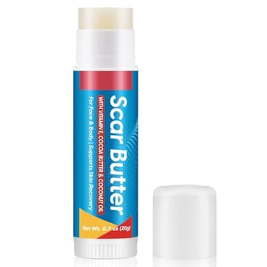 Gel anti-cicatrices, crème efficace pour cicatrices, beurre naturel pour cicatrices 20 g - Formule à la vitamine E et à base de plantes, traitement des cicatrices en cas de brûlures, opérations et