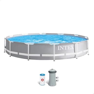 Intex kit piscinette prism frame ronde tubulaire (ø)3,66 x (h)0,76m 26712 Gris Clair