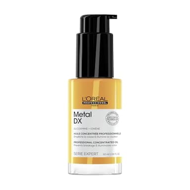 L'Oréal Professionnel Huile concentrée pour tous les types de cheveux, anti-frisottis, protection contre la chaleur et brillance soyeuse, série Expert, Metal DX Oil, 30 ml
