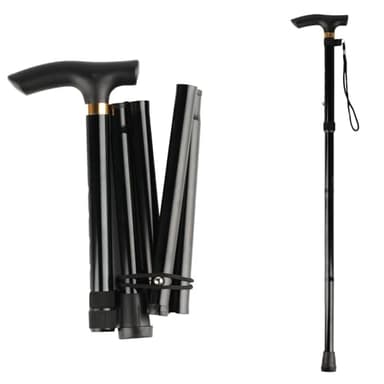 Bâtons de marche pliables pour femmes, bâton pliable pour homme, noir, robuste, 85 à 95 cm, télescopique, réglable, poignée extensible et ergonomique