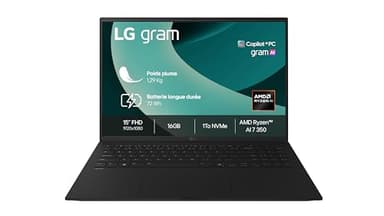 LG Gram 15Z80T-G.AU8BF - PC Portable 15" 1290g, écran DCI-P3 99% FHD Format 16:9, Intel® Evo™ AMD Ryz, RAM 32Go, SSD 2To NVMe, AMD Radeon™ Graphics, Windows 11 Home Next Gen. Premium, Noir Obisidien