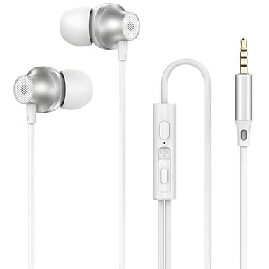 Lamkrtlp Écouteurs, Écouteur Filaire avec Microphone et Controle Volume, Oreillette Filaire Jack 3.5mm Universel, pour iPhone, Smartphones Android, MP3 etc (Blanc)