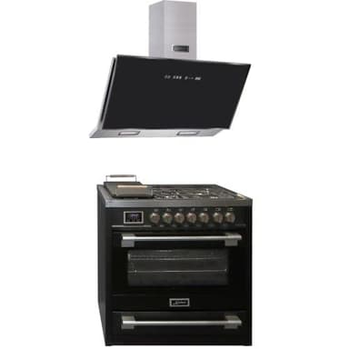 Kaiser Cuisinière à gaz HGE 93505 S+AT 9430 F ECO, Centre de cuisson 90 cm + Hotte aspirante 90 cm