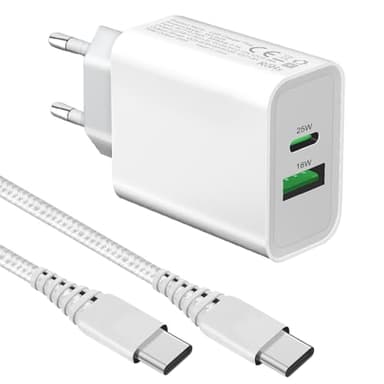 Chargeur Rapide 25W avec Cable pour Samsung Galaxy S24 S23/S24 Plus/S22 Ultra/S21 FE/S23 Ultra/S20,A53 A55 A54 5G/A33 A34 A35/A15 A14 A13 A25 A23 A22/A52 A52S A72 A71 A70 A05S A04S A03S,iPhone 15 16